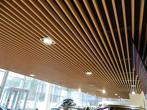 Реечный потолок  Албес "Кубообразный дизайн" A38S темное дерево с шагом 35 мм