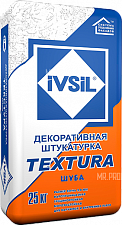 Декоративная штукатурка IVSIL TEXTURA Шуба 25 кг, фракция камня 2,0 мм
