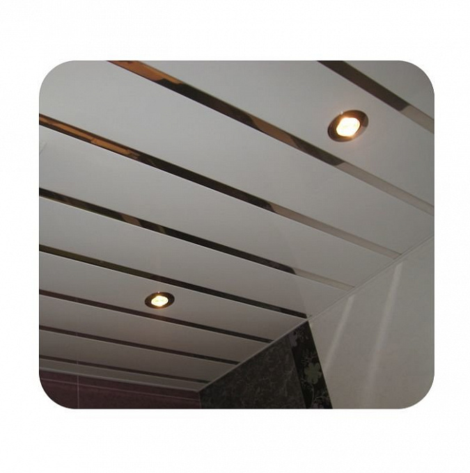 Реечный потолок белый Албес "Немецкий дизайн" AN135/A Эконом открытый стык, раскладка хром