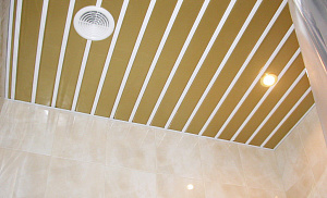 Реечный потолок золото Албес "Немецкий дизайн" AN135/A открытый стык, раскладка белая